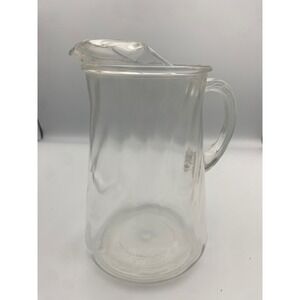 Classic Glass Pitcher for Water Juice Beverage Carafe Drinks 9" Tall EUC‎